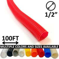Electriduct 1/2" Split Wire Loom Tubing Polyethylene Flexible Conduit (0.5 Inch ID) - Red- 100 Feet