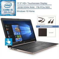 2020 HP 17.3" Touchscreen Laptop Computer/ Intel Quad-Core i5-8265U (Beats i7-7500U)/ 32GB DDR4 RAM/ 1TB PCIe SSD/Windows 10 Home/ Gold/ EST Accessories