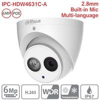 Dahua 6MP Dome Camera IPC-HDW4631C-A 2.8mm IP PoE Built-in Mic H265 Eyeball Turret Network Security Camera IP67 Indoor ONVIF International Version
