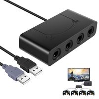 PowerLead Gamecube Controller Adapter for Wii U, PC USB and Switch, 4 Ports and No Need Driver (Black)