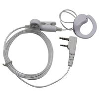 TENQ 2 pin White Aluminum Foil Earpiece Earphone Headset PTT(Push to Talk) with Built-in line mic Microphone for Baofeng Kenwood Two Way Radio Bodyguard FBI Security Door Supervisor 2pin.