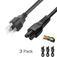 DTK 4 Ft / 1.2M IEC-60320 IEC-320-C5 3 Prong Mickey Mouse Plug Power Cord for HP DELL ASUS ACER Sony Lenovo Samsung AC Adapter Laptop Notebook Computer Charger Cable to NEMA 5-15P (3 Pack)