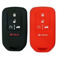 2Pcs Coolbestda Silicone Key Fob Cover Case Full Protector Remote Keyless Entry for A2C81642600 2015 2016 2017 Honda Civic Accord Pilot CR-V 5 Buttons Key Black Red