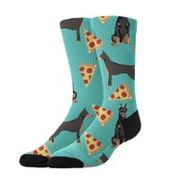 Jinkela Womens Cute Funny Socks Casual Cotton Crew Doberman Pinscher Pizza Socks