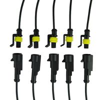 MUYI 5 sets 16AWG Waterproof Electrical Connectors Kit 1.5mm Series Terminal and Rubber Seal with 10cm Wire Weatherpack Connectors (1 pin)