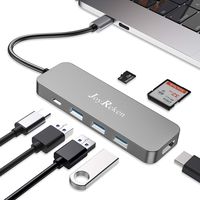 USB C Hub Adapter, JoyReken 7-in-1 Type C Hub, with 4K HDMI, 60W Power Delivery, Micro SD/SD Card Reader,3 USB 3.0 Ports for MacBook Pro 2019/2018/2017,ChromeBook,XPS,Galaxy S9/S8 and More