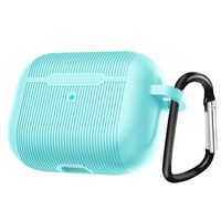 YC YANCH Protective Silicone Case for AirPods Pro Cover, Non-Slip, Visible Front LED, Ultra-Thin Case for AirPods 3 with Keychain (Light Blue)