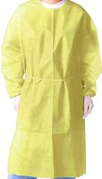 (Pack of 10) Isolation Gown with Elastic Cuff -Disposable Non-Woven, Splash Resistant, one size fits all (Yellow)
