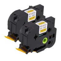 Molshine Compatible Heat Shrink Tube Label Tape, Replacement for Brother HSe651 HSe-651 HS-651 HS651 Black On Yellow 24mm x 1.5m (1/1 inch x 4.9 feet), 2 Pack