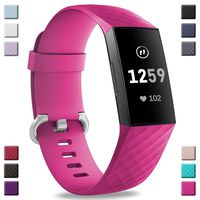 Hamile Bands Compatible with Fitbit Charge 3, Waterproof Replacement Watch Strap Fitness Sport Band Wristband for Fitbit Charge 3 Charge 3 & Charge 3 SE, for Women Men, Small, Hot Pink
