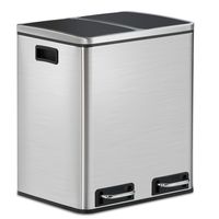 Tiptiper 2 x 4 Gallon Dual Trash Can, Total 8 Gallon Fingerprint Proof Stainless Steel Garbage Can with Lid, Classified Recycle Bins Includes Removable Buckets for Kitchen, Bathroom, Bedroom