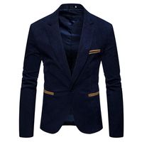 Corriee Mens Blazer Jacket Formal Dinner Corduroy Suits Slim Fit One Button Notch Lapel Outwear Sport Coat Navy