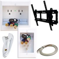 PowerBridge Solutions TWO-PRO-6-TVML PRO-Series Dual Outlet Cable Management System with Flat Screen LED TV Mount for Large 32-Inch to 65-Inch Television Screens