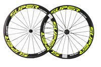 Superteam Carbon Fiber Road Bike Wheels 700C Clincher Wheelset 50mm Matte 23 Width (Fluorescent Yellow)