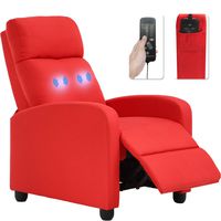 Recliner Chair for Living Room Winback Massage Recliner Single Sofa Sofa Reading Chair Home Theater Seating Reclining Chair Modern Easy Lounge with Fabric Padded Seat Backrest (Orange)