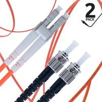 LC to ST Fiber Patch Cable Multimode Duplex - 3m (9.84ft) - 62.5/125um OM1 (2 Pack) - Beyondtech PureOptics Cable Series