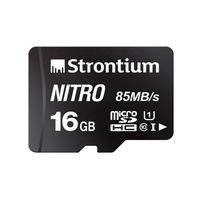 Strontium Nitro 16GB Micro SDHC Memory Card 85MB/s UHS-I U1 Class 10 w/ Adapter High Speed For Smartphones Tablets Drones Action Cams (SRN16GTFU1QA)
