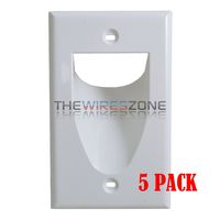 White 1-Gang Recessed Low Voltage Audio Video Cable Pass Through Wall Plate 5/pk