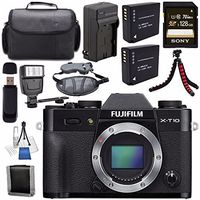 Fujifilm X-T10 Mirrorless Digital Camera (Black) 16470245 + NP-W126 Lithium Ion Battery + External Rapid Charger + Sony 128GB SDXC Card + Carrying Case + Tripod + Flash + Memory Card Wallet Bundle