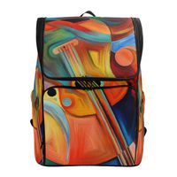 Naanle Fashion Music and Rhythm Violoncello Abstract Painting Print Casual Daypack College School Multipurpose Backpack Large Travel Hiking Computer Bag for Men Women