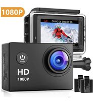 Oaixmn Action Camera 16MP 1080P Underwater Photography Cameras 140 Degree Ultra Wide Angle Lens with 2 Pcs Rechargeable Batteries and Mounting Accessories Kits - Black05