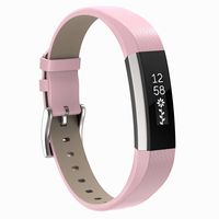 Henoda Replacemnt Leather Bands Compatible with Fitbit Alta/Fitbit Alta HR, Pink Classic Genuine Leather Wristband, Small Large, No Tracker