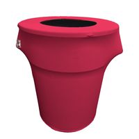LA Linen Stretch Spandex Trash Can Cover 55-Gallon Round, Fuchsia