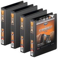 Wilson Jones Heavy Duty Round Ring View Binder with Extra Durable Hinge, 1 Inch, Customizable, Black, 4 Pack (W70363-14BAPP)