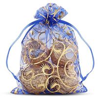 Outdoorfly 50PCS Organza Bags 4x6 Inches Drawstring Gift Bags Jewelry Pouches Drawstring Bags Candy Chocolate Wedding Party Christmas Baby Favor Prensent Bags(Blue Eyelash)