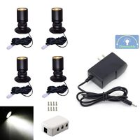 Jorunhe 1.5w White LED Mini Surface Mounted Light Jewelry Cabinet Lamp Spotlight Ac85-265v (Pack-4,Cold White 6000k)