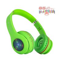 Kids Bluetooth Headphones,LED Light Up Wireless/Wired Headset,85 dB Volume Limiting Foldable Headphones,Built-in Mic,Support FM Radio/Micro SD/TF,for iPhone/Tablet/iPad/PC/Kindle/Laptop/TV(Green)