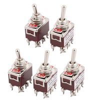 uxcell 5 Pcs AC 250V 15A 6 Terminal ON-ON 2 Position DPDT Latch Toggle Switch