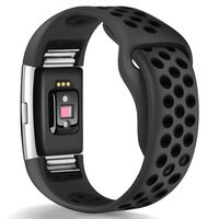 GeekSpark Bands Compatible for Fitbit Charge 2, Replacement Accessory Breathable Wristbands with Air Holes Compatible for Fitbit Charge 2 HR Anthracite/Black Large