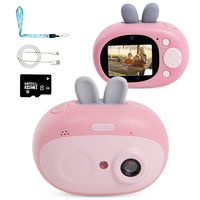 beiens Digital Video Camera for Kids, Selfie Dual Cameras, 2.0 inch HD IPS Screen, 800W, 1080P, USB Charge, SD Card Include, Best Birthday Toys for Girls and Boys (Rabbit Pink)