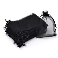 Dealglad 100pcs Drawstring Organza Jewelry Candy Pouch Party Wedding Favor Gift Bags (6x8, Black)