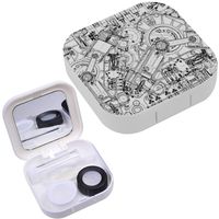 Portable Contact Lens Case Box Travel Kit Mirror + Bottle + Tweezers Container Holder [ Drawing Engine ]