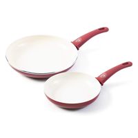 GreenLife Soft Grip Ceramic Non-Stick 7" and 10" Open Frypan Set, Burgundy - CW0005136