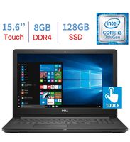 Dell Inspiron 15.6" HD Laptop PC, Intel Core i3-7130U 2.7GHz CPU, 8GB DDR4, 128GB SSD, Bluetooth, MaxxAudio, HDMI, Stereo Speakers, Intel HD Graphics 620, Windows 10