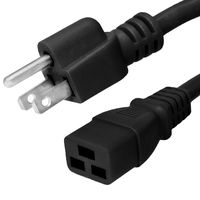 AC Power Cord 5-15P to C19, 10 Foot, 15A/125V, 14/3 AWG - Iron Box Part # IBX-4923-10