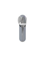 W&P WP-PUT-SL Porter Utensils, Portable & Compact Set of Stainless Steel Silverware with Silicone Sleeve, Spoon, Fork, Knife for Lunch on the Go, One Size, Slate