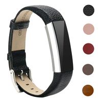 Bands Compatible for Fitbit Alta and Fitbit Alta HR, Bear Village Genuine Leather Band for Fitbit Alta HR, Adjustable Replacement Sport Wrist Bands for Fitbit Alta Fitness Tracker - Black