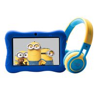 Contixo 7" Educational Learning Kids Tablet & Kid Safe 85dB Bluetooth Over The Ear Headphones Bundle (Dark Blue)