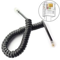 TOTOT 2pcs 2m Telephone Handset Cable Standard Coiled Stretchy Landline Phone Cords 4P4C Connector Black