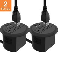 Power Grommet, Hidden Desktop Power Outlet, Desk Hole Grommet Outlet,Easy Access to 2 Power Source Along with 2 USB Power Port Connections (2 packs)