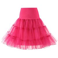 【MOHOLL】 Women's Vintage Rockabilly Petticoat Skirt Tutu 1950s Underskirt Hot Pink