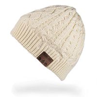 RingRingshop® Unisex Wireless Bluetooth Beanie Knitted Winter Warm Music Hat with Built in Stereo Headphone Speaker for Outdoor Sports, Braid Cable Knit (White)