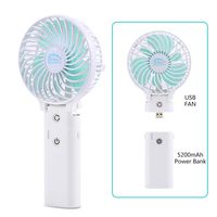 Handheld Fan Foldable with 5200mAh Power Bank, Rechargeable USB Desk Fan, 6.5-21H Working Time, Portable Personal USB Cooling Fan for Home, Office, Travel and Outdoor