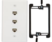 Buyer's Point 3 Port Cat6 Wall Plate, Female-Female White with Single Gang Low Voltage Mounting Bracket Device (3 Port)