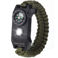 RNS STAR Paracord Survival Bracelet 6-in-1 - Hiking Gear Traveling Camping Gear Kit - 70% Bigger Compass LED SOS Emergency Function Flashlight,Fire Scrapper,Flint Fire Starter,Survival Knife