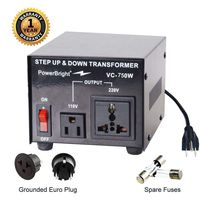 PowerBright Step Up & Down Transformer, Power ON/Off Switch, Can be Used in 110 Volt Countries and 220 Volt Countries, Convert from 220-240 Volt to 110-120 Volt AND from 110-120 Volt to 220-240 (750W)